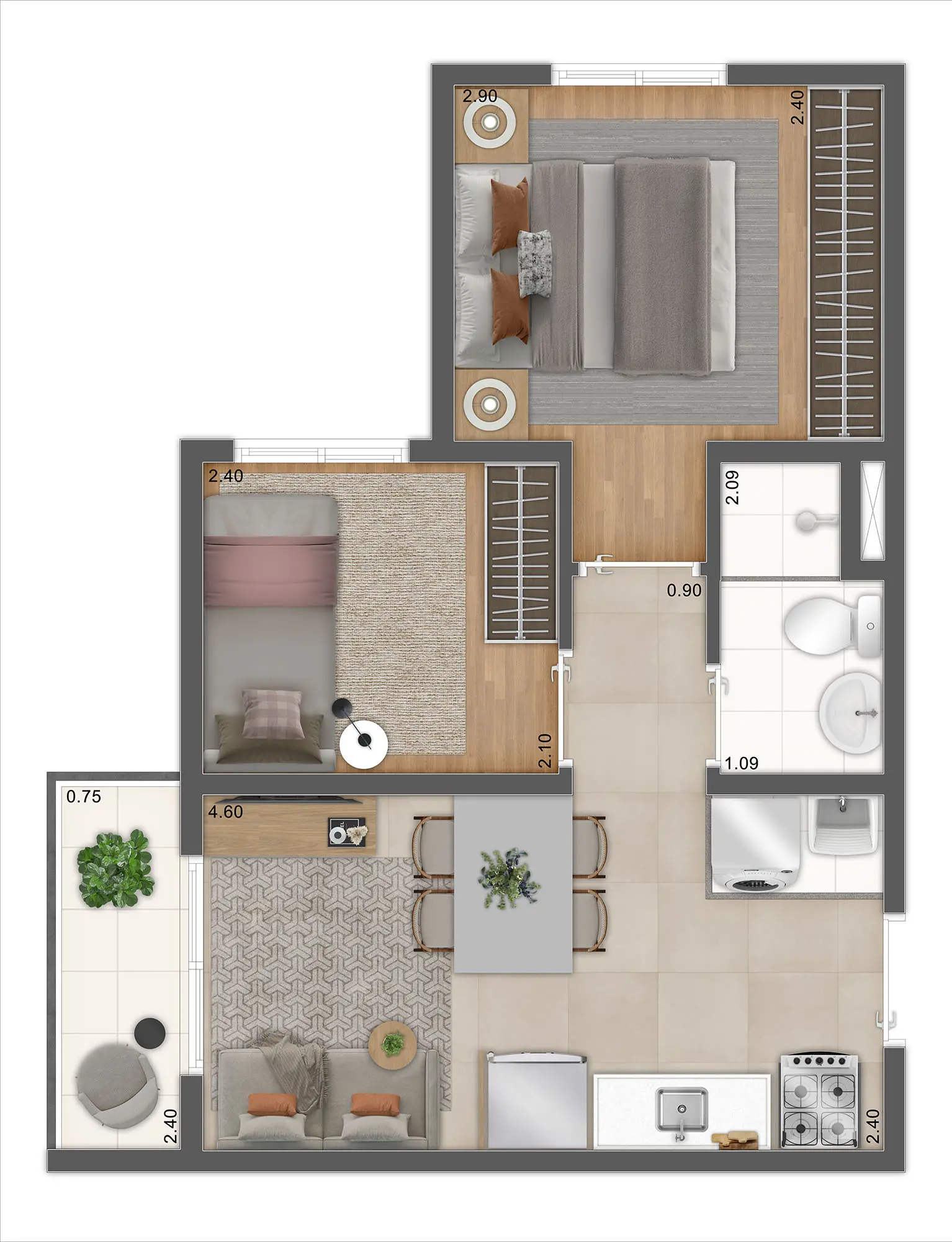 Planta 2 dorms - 4